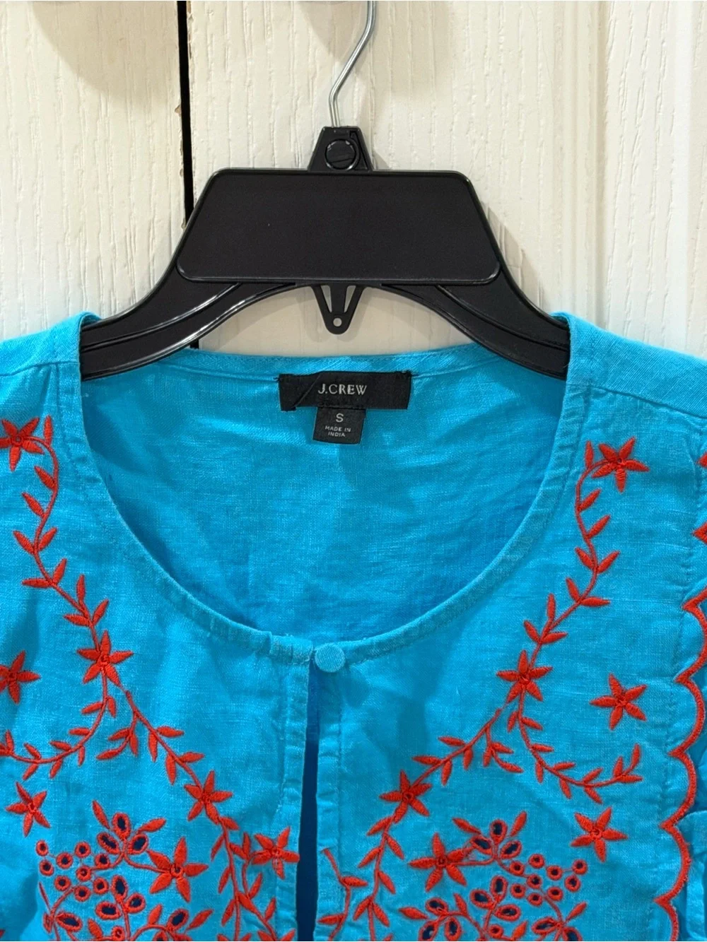 J. Crew Turquoise Tunic with Red Embroidery